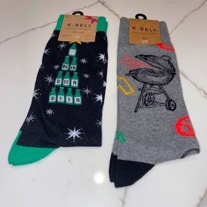 MENS K.BELL GRILL BBQ + Beers & Cheers SOCKS 10-13 SHOE SIZE 6.5 -12 Lot Of 2